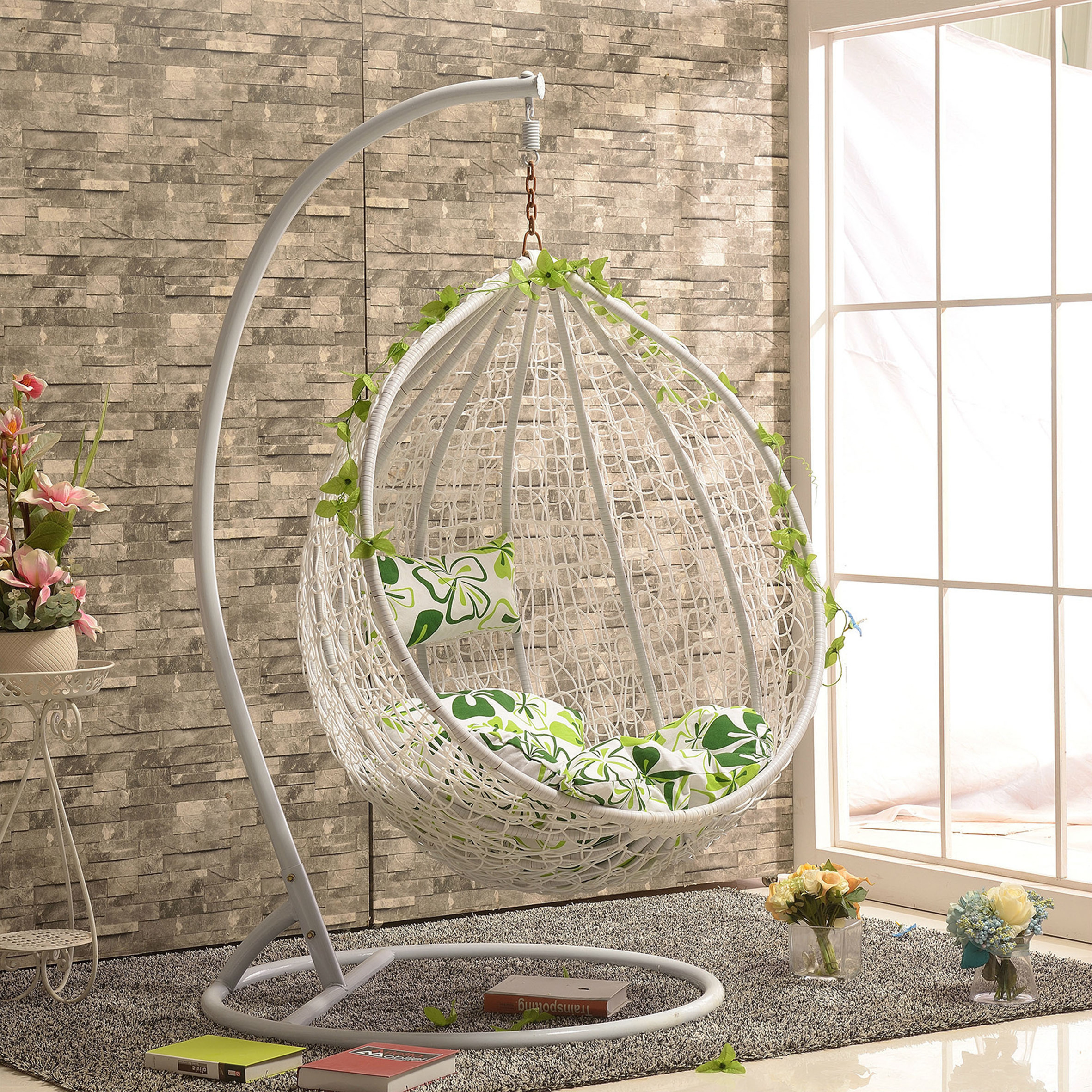 EV Leisure Hanging Basket Modern Hanging Swing Garden Single Swing Seat,Chairs For Patio Garden Wicker Rattan Chairs/