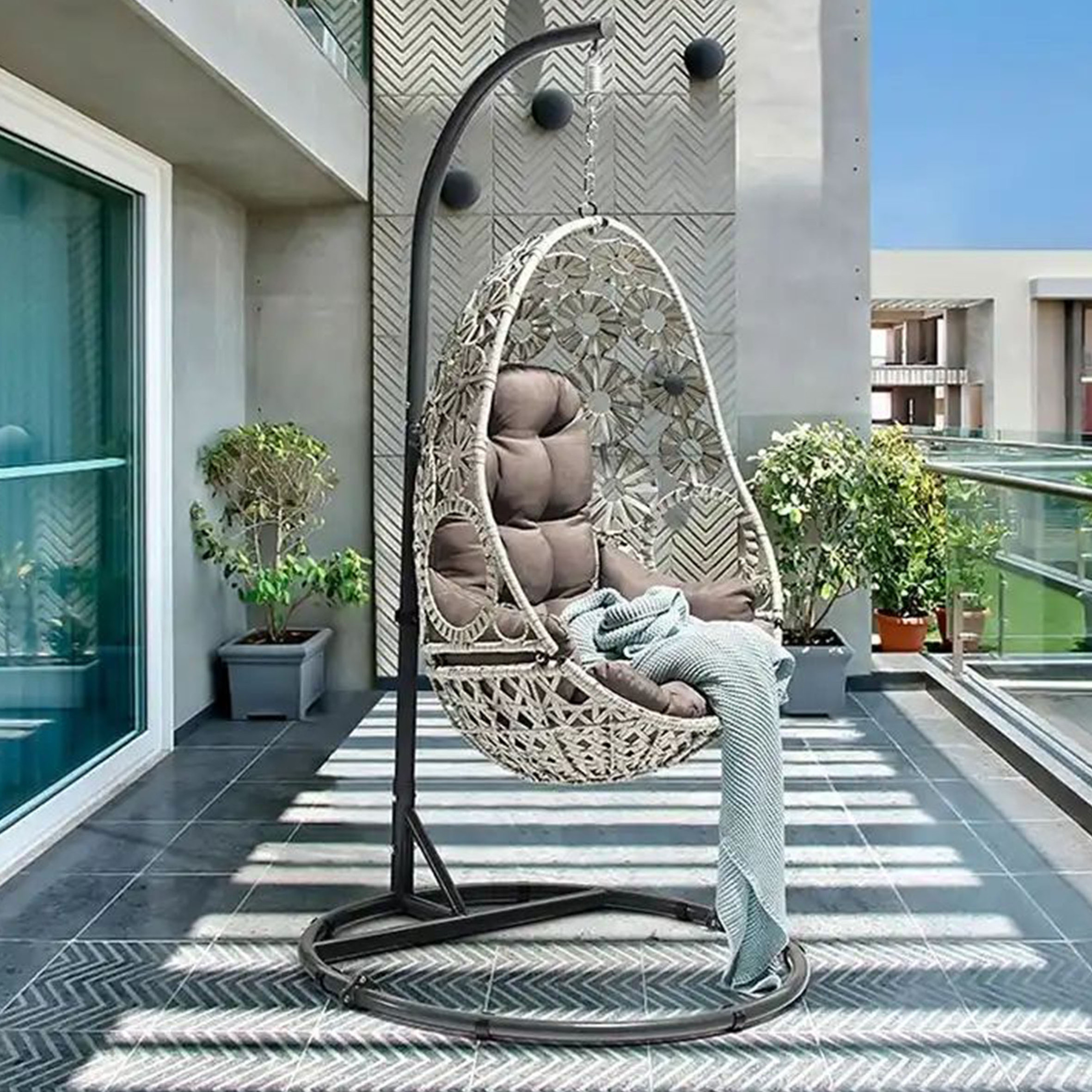 EV Leisure Hanging Basket Modern Hanging Swing Garden Single Swing Seat,Chairs For Patio Garden Wicker Rattan Chairs/