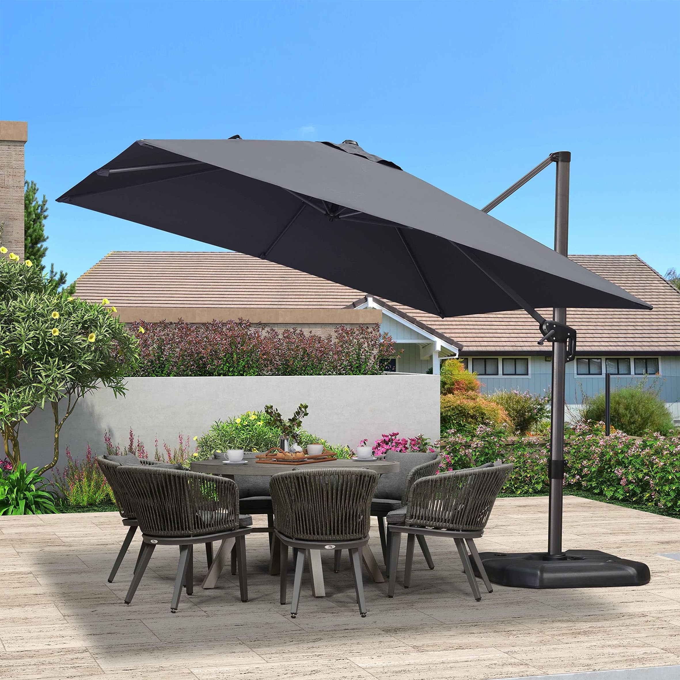 New Outdoor Multi Person Oversized Central Column Hand Shaking Umbrella Outdoor Courtyard Sunshade Umbrella