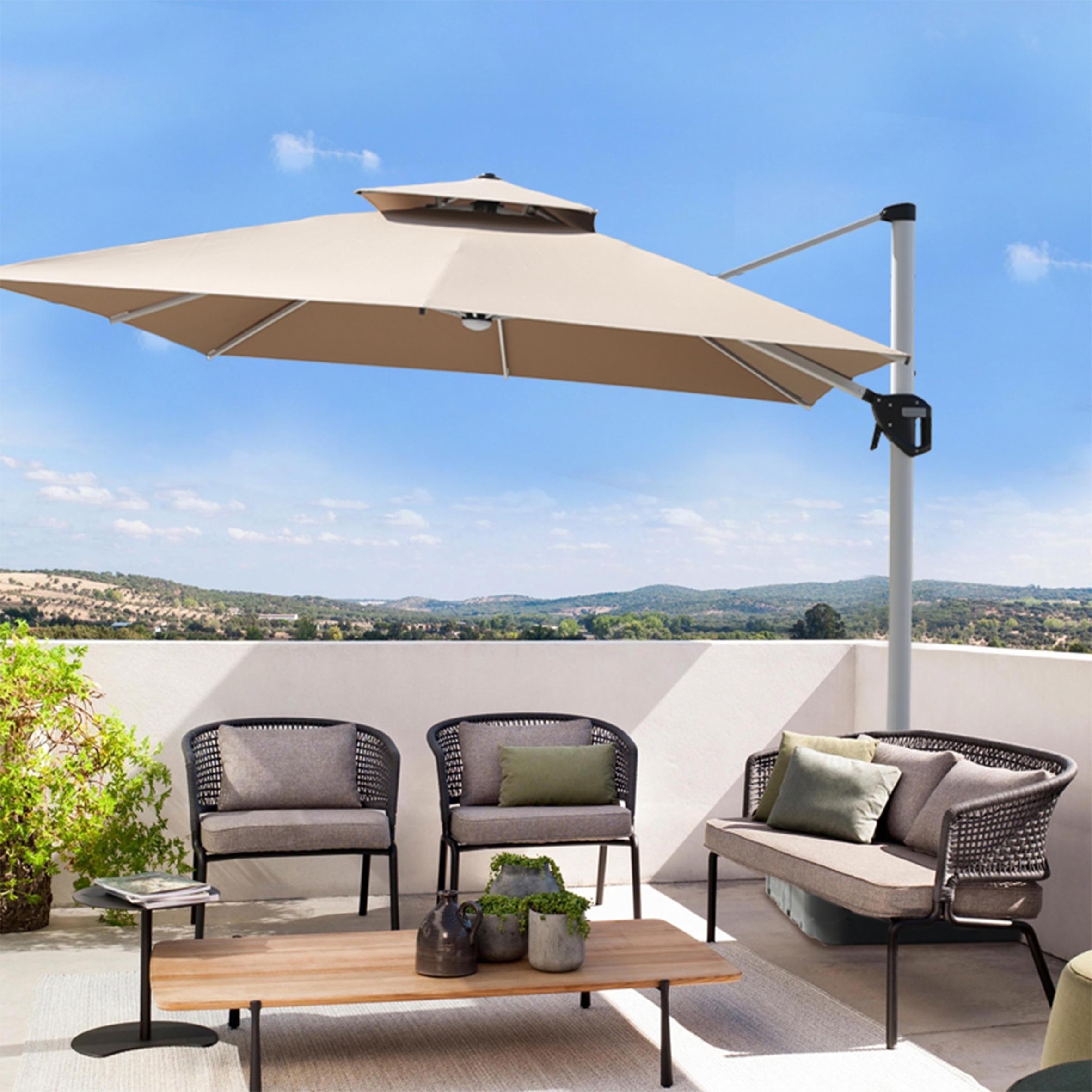 pool articulating umbrella outdoor parasol sun shade parasol vintage patio garden umbrella