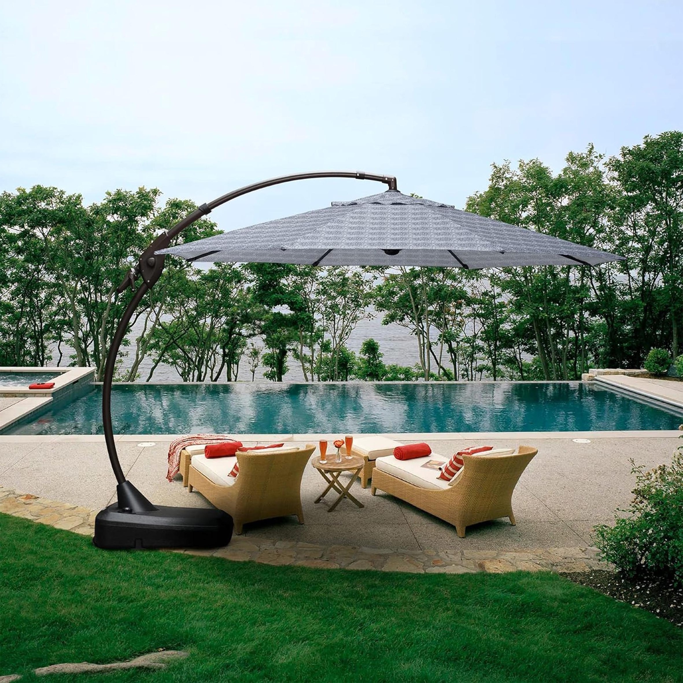 pool articulating umbrella outdoor parasol sun shade parasol vintage patio garden umbrella