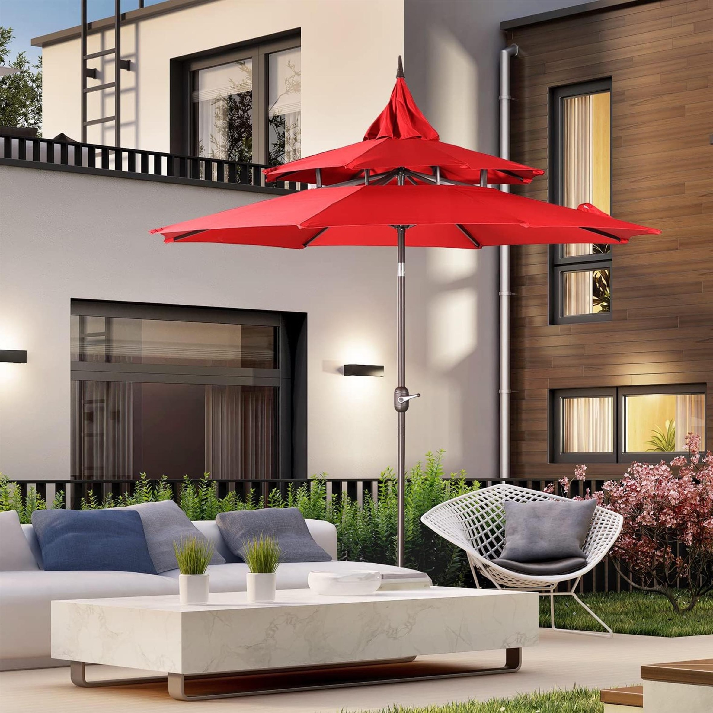 Double Sided Parasols Backyard Canopy with Optional Parasol Cover Parasol Umbrella Base Weights