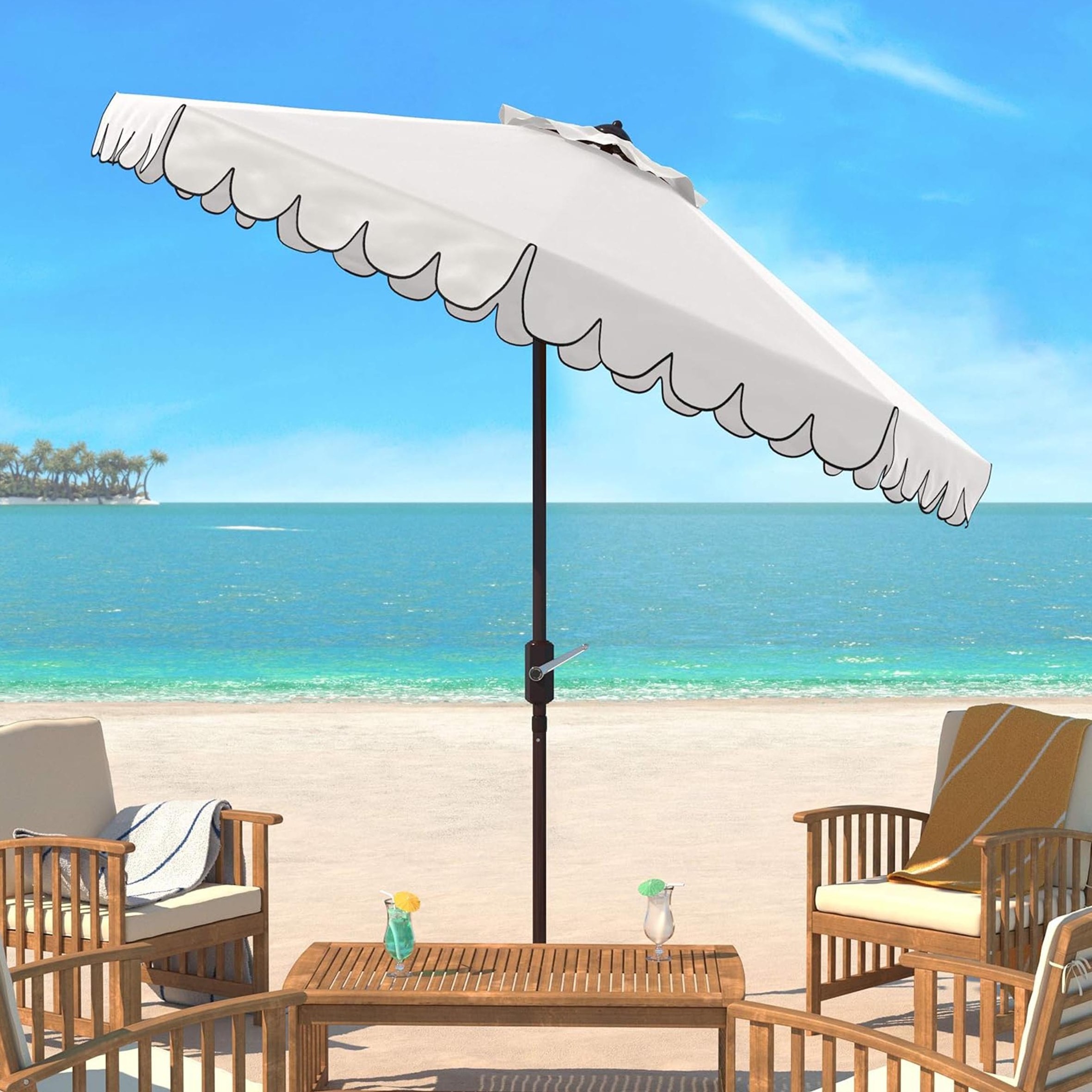 Outdoor Sunshade Large Center Column Umbrella Balcony Umbrella Courtyard Outdoor Beach Straight Umbrella