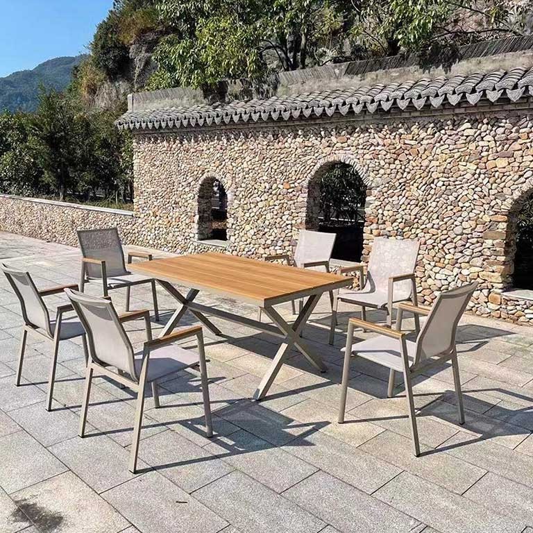 Modern luxury foldable outdoor 3 pieces aluminum outdoor dining set,with fire pit outdoor metal chairs and table/