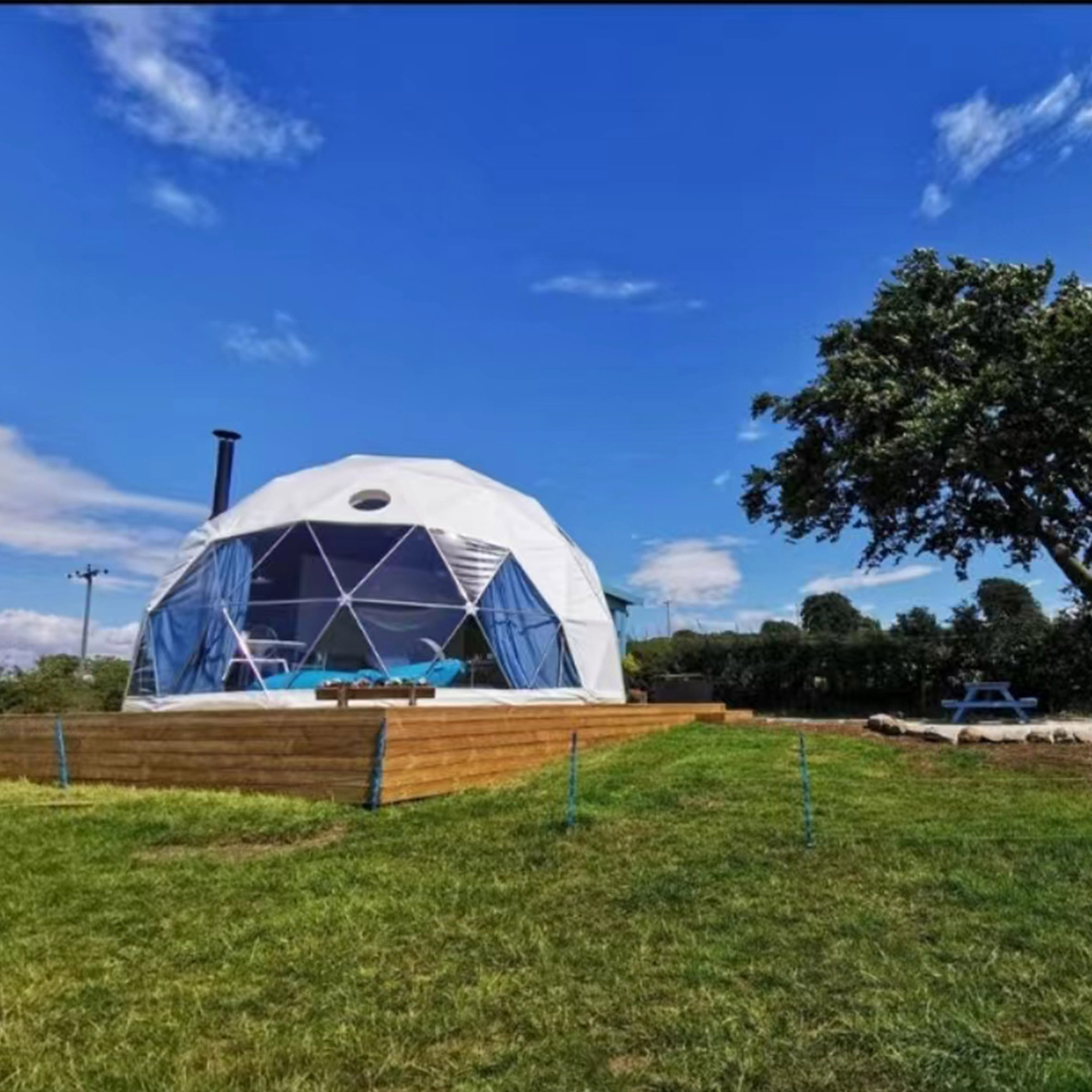 Enjoy Luxury Hotel Living in Clear Glass Glamping Igloo Geodesic,Dome Tent Perfect for Resorts and Home Getaways/