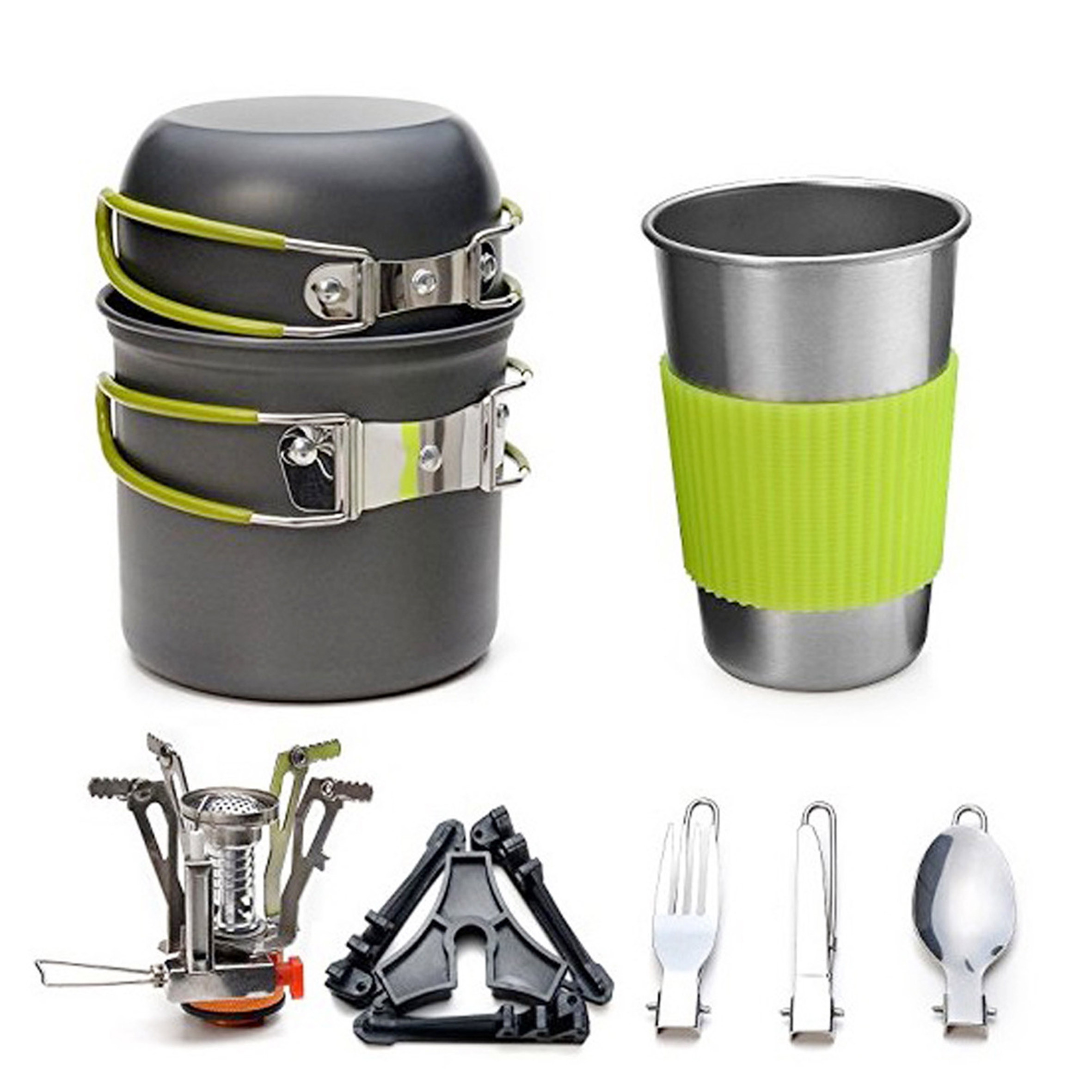 Camping Cookware Kit Outdoor Aluminum Cooking Set Water Kettle,Pan Pot Travelling Hiking Picnic BBQ Tableware Equipment/