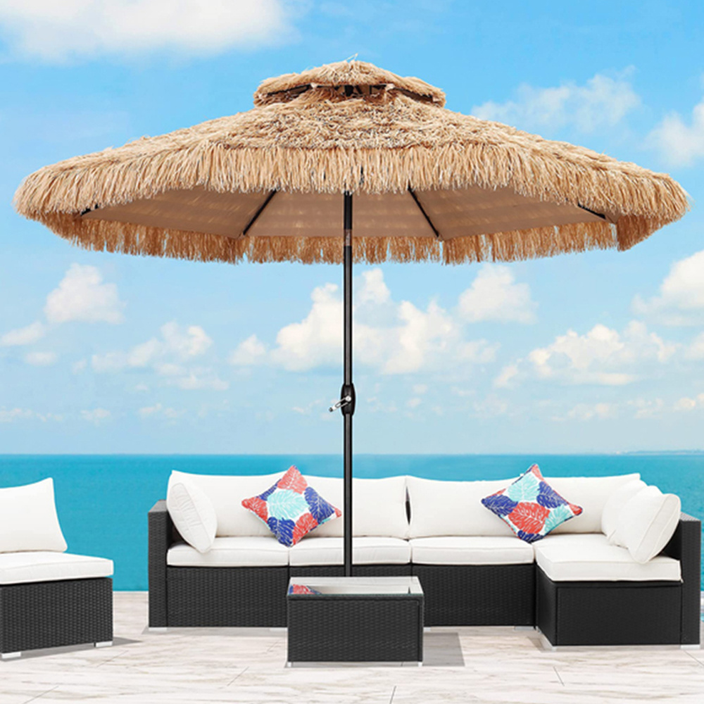 Durable Beach Umbrellas Synthetic Thatch Umbrellas Black,Yellow Green Fire Wood Anti Outdoor Furniture Color Fireproof Feature/