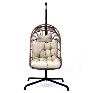 Hot Sale and High Quality Swing Cover Courtyard,Outdoor Waterproof Eggshell Hanging Chair Steel wicker Swing Hang Chair/