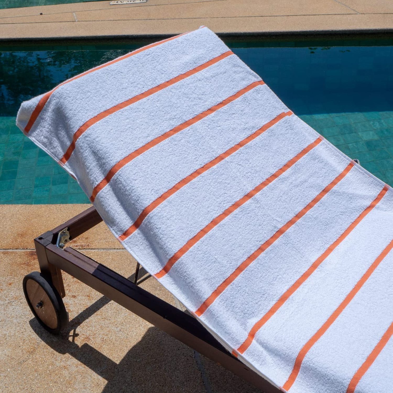 Custom Cabana Stripe 100% Cotton Terry Beach Towel Lounge Pool Chair Covers Towels with Hood