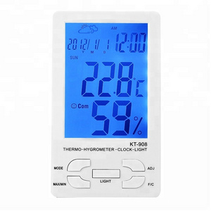 Wall mounted humidity meter Desktop Hygrometer backlight LED calendar LCD display indoor clock digital thermometer