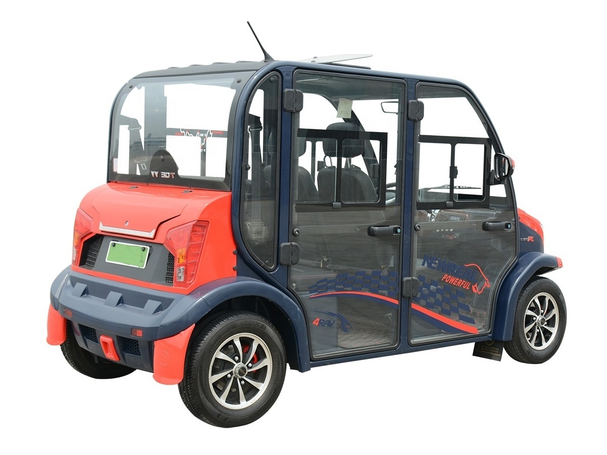 electric 4 seats closed golf cart with air conditioner AC system 5kw motor 40km/h with rear golf bag holders GEL battery