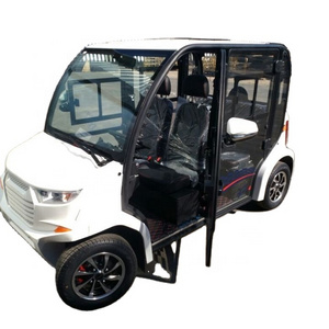 electric 4 seats closed golf cart with air conditioner AC system 5kw motor 40km/h with rear golf bag holders GEL battery