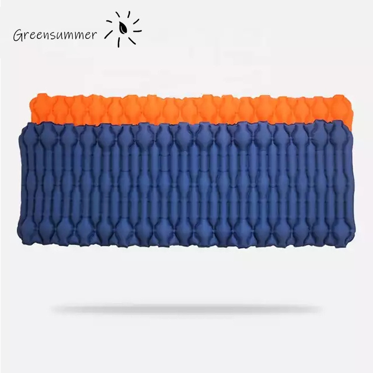 Widen dumbbell design inflatable waterproof sleeping pad folding fast beach mattress light camping mat hiking outdoor air bed