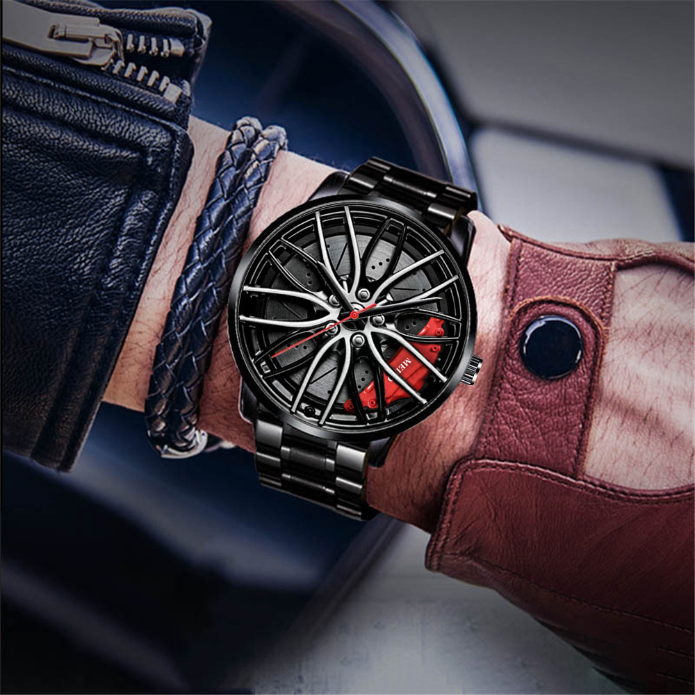 Creative Mens Luxury Sports Car Watches 3D Sport Rim Hub Wheel Wristwatch Car Tire Men's Quartz Watches