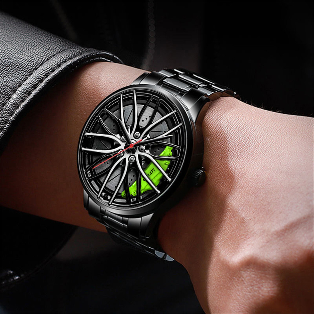 Creative Mens Luxury Sports Car Watches 3D Sport Rim Hub Wheel Wristwatch Car Tire Men's Quartz Watches