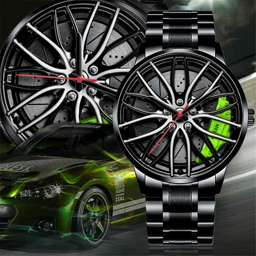 Creative Mens Luxury Sports Car Watches 3D Sport Rim Hub Wheel Wristwatch Car Tire Men's Quartz Watches