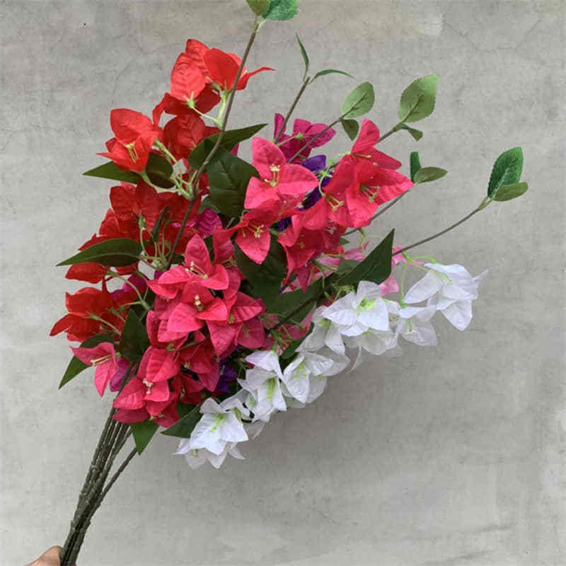 GOG127 Permanent Installations Faux Silk Real Touch Premium Bougainvillea Artificial Stem Flowers Glabra Spray