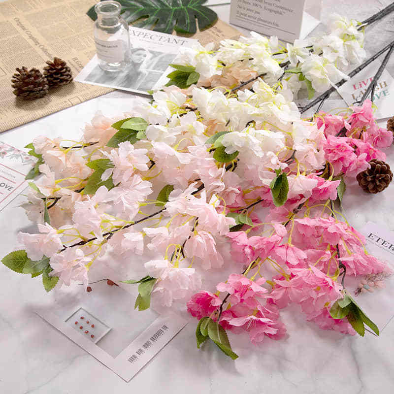 GOG102 Wholesale Shop Event Decor Faux Artificial White 10ft Indoor Cherry Blossom Branches Hanging Trees Wall Decor Wedding