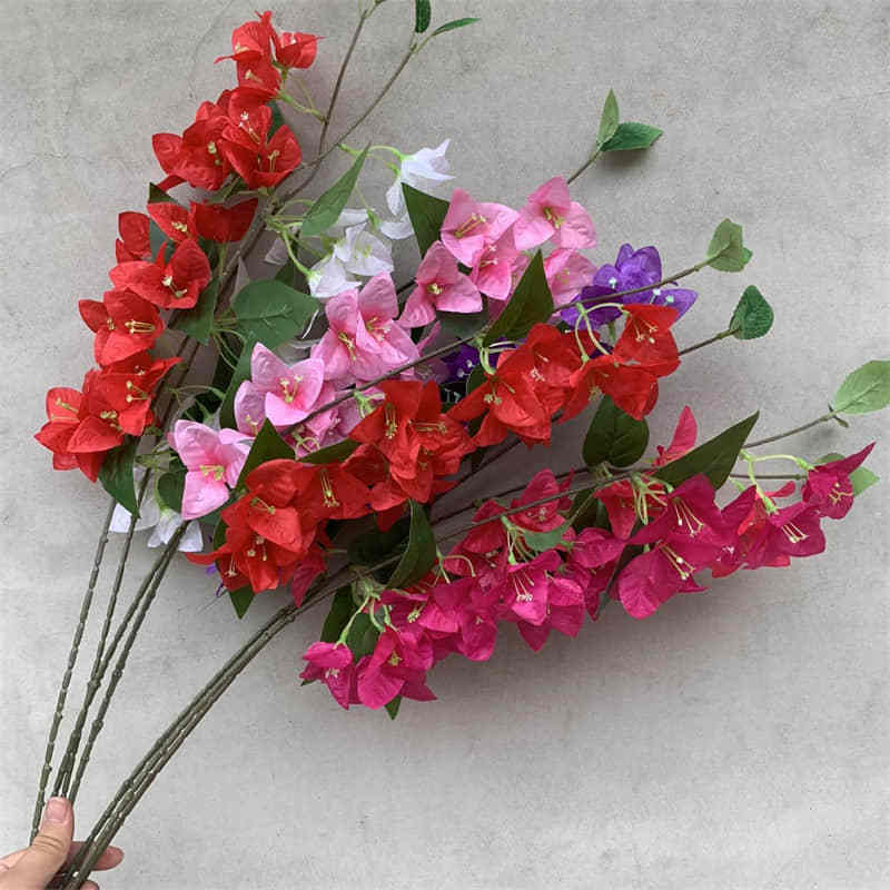 GOG127 Permanent Installations Faux Silk Real Touch Premium Bougainvillea Artificial Stem Flowers Glabra Spray