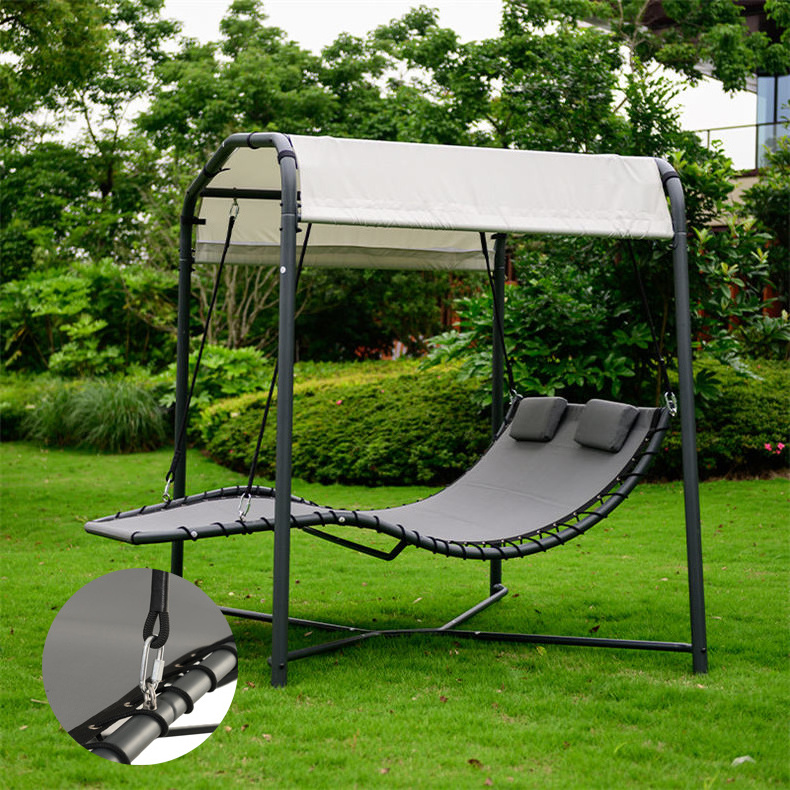 New Design Leisure Outdoor Swing Bed Garden Sleeping 2 Person Porch Garden Patio Beach Swing Lounger Chair with Shade