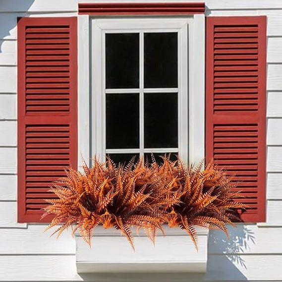 Artificial Autumn Colour Plants Faux Boston Ferns Autumn Colour Outdoor UV Protection Fake Plants Decorative Grasses