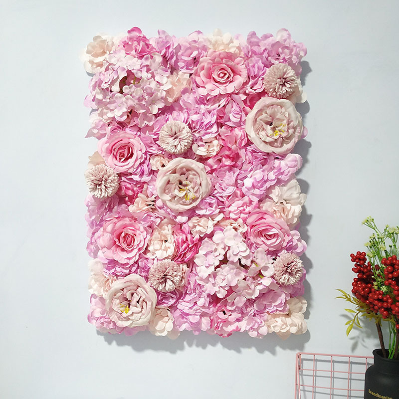 Wholesale Simulation Flower Wall Rose Silk Flower Wedding Artificial Silk Flower Wall Panel Background Wall