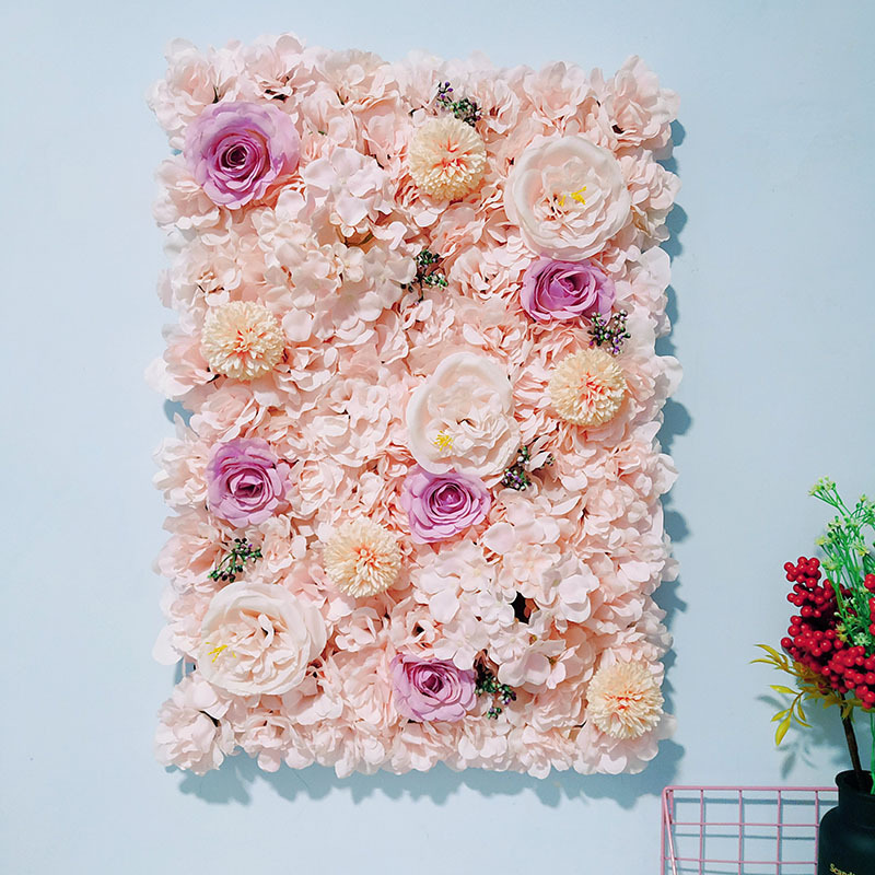 Wholesale Simulation Flower Wall Rose Silk Flower Wedding Artificial Silk Flower Wall Panel Background Wall