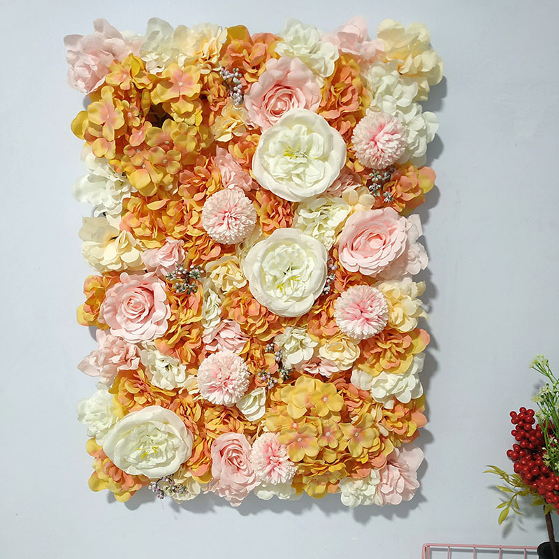 Wholesale Simulation Flower Wall Rose Silk Flower Wedding Artificial Silk Flower Wall Panel Background Wall