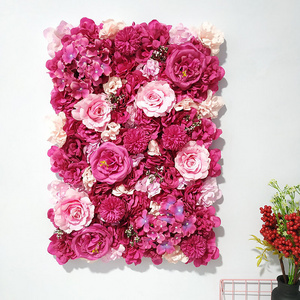 Wholesale Simulation Flower Wall Rose Silk Flower Wedding Artificial Silk Flower Wall Panel Background Wall