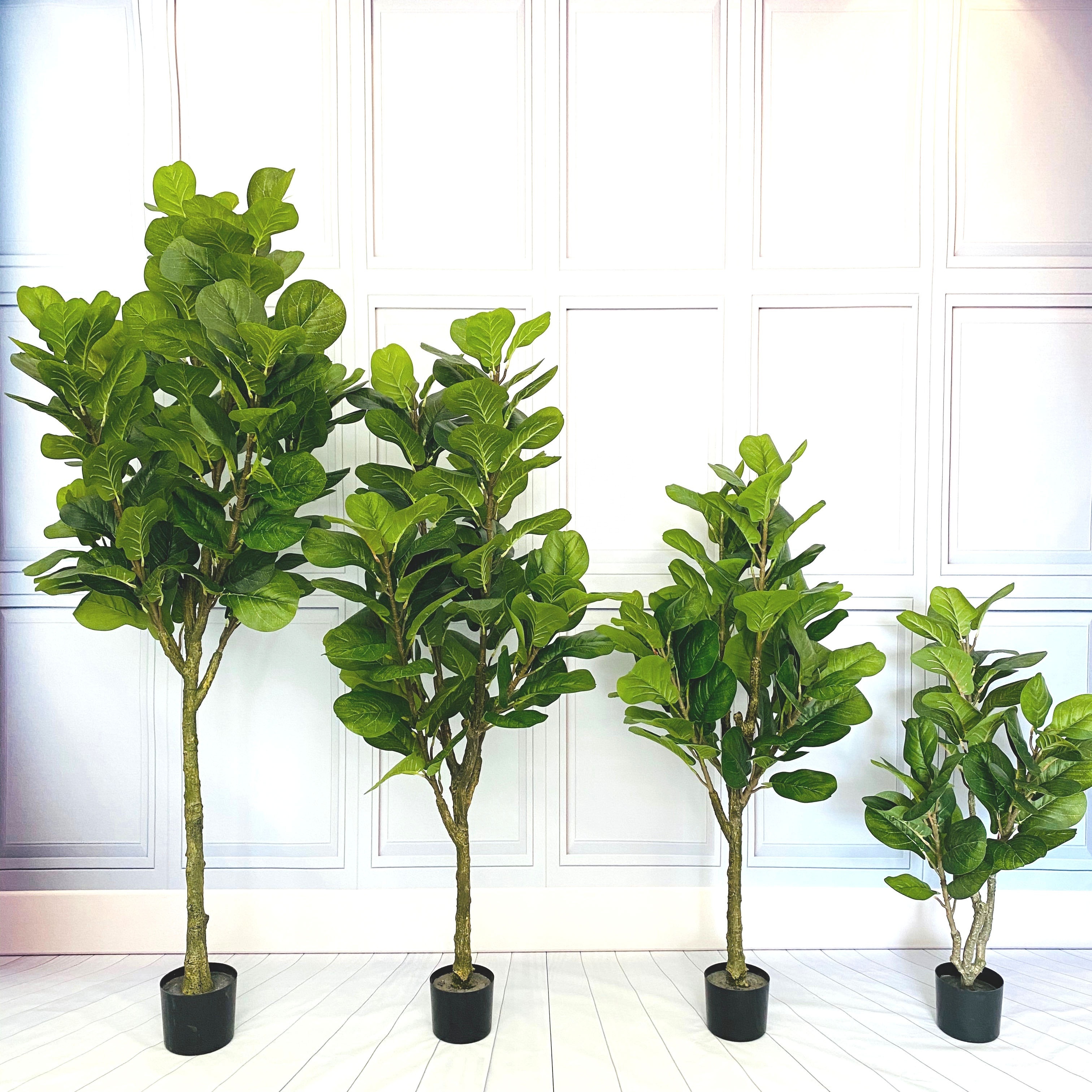 Simulated Flourish Leaves And Strong Stems Nordic Style Ficus Lyrata Faux Tree Large Plastic  Artificial Plant Trees