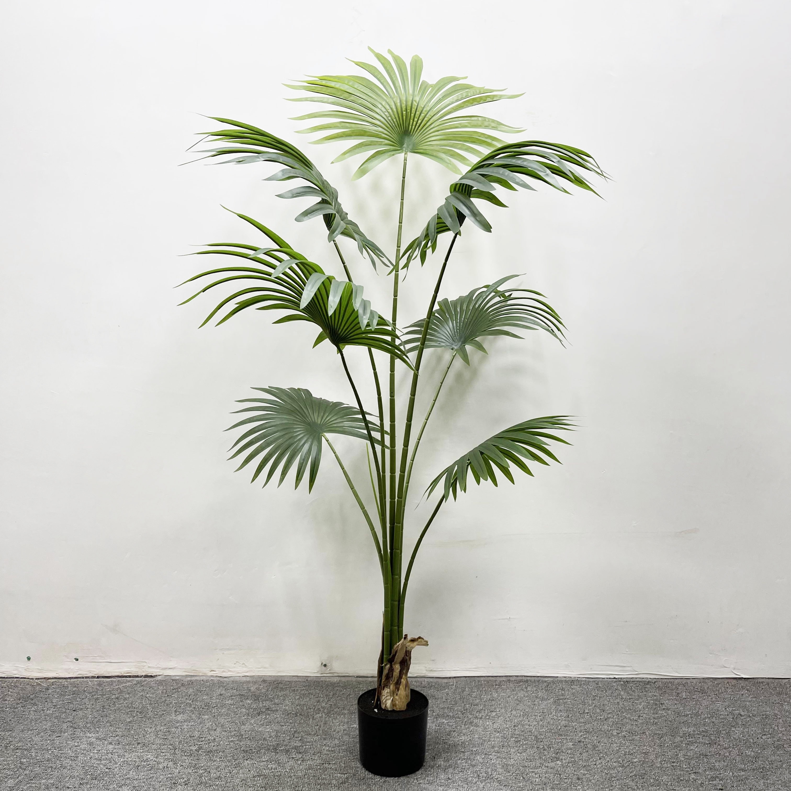 Wholesale High Quality Artificial Potted Bonsai Plastic Preserved Washingtonia Robusta Palm Tree Plants