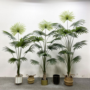 Wholesale High Quality Artificial Potted Bonsai Plastic Preserved Washingtonia Robusta Palm Tree Plants