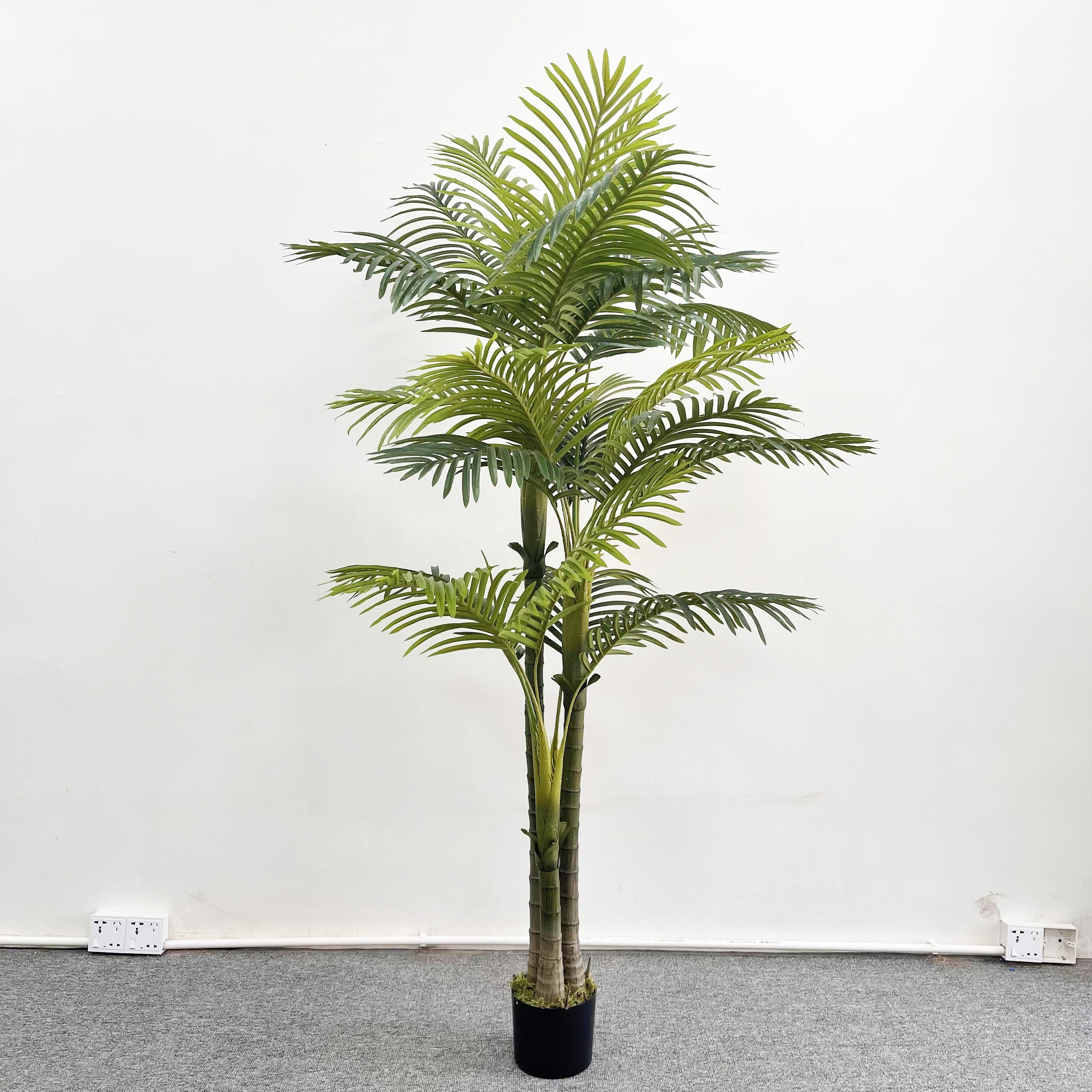 Wholesale High Quality Artificial Potted Bonsai Plastic Preserved Washingtonia Robusta Palm Tree Plants