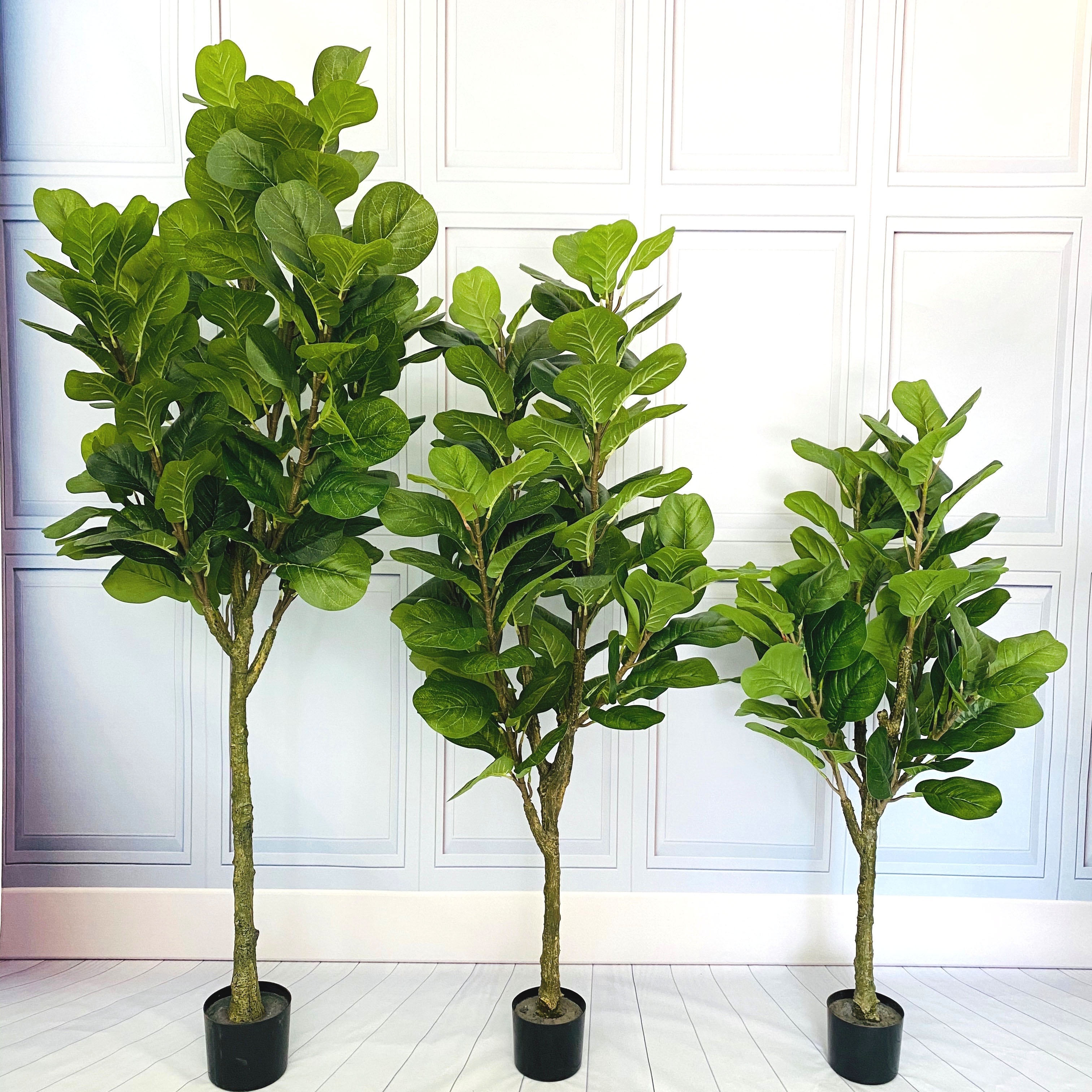 Simulated Flourish Leaves And Strong Stems Nordic Style Ficus Lyrata Faux Tree Large Plastic  Artificial Plant Trees