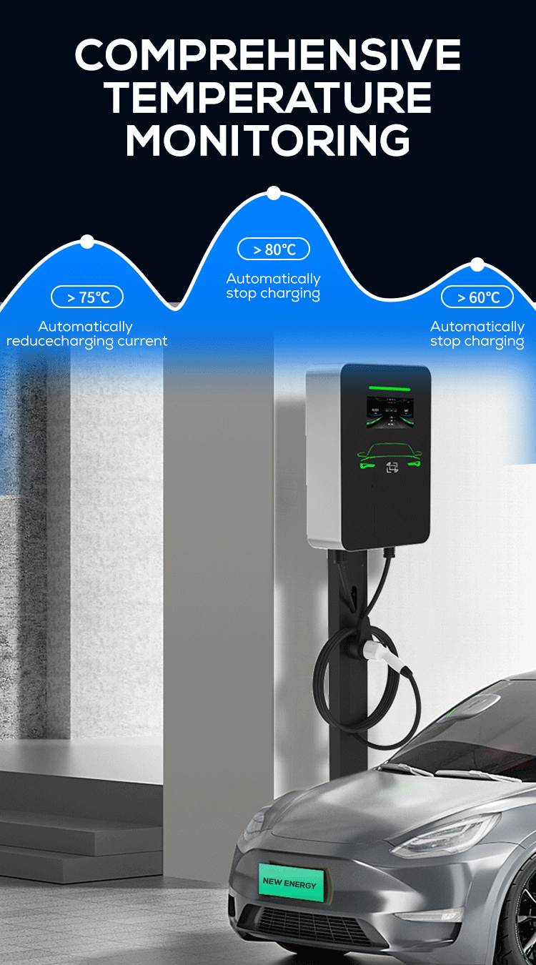 7KW Home Wall-Mounted Electric Vehicle Charger 22KW AC Output Power with RFID Card wallmounted ev charger