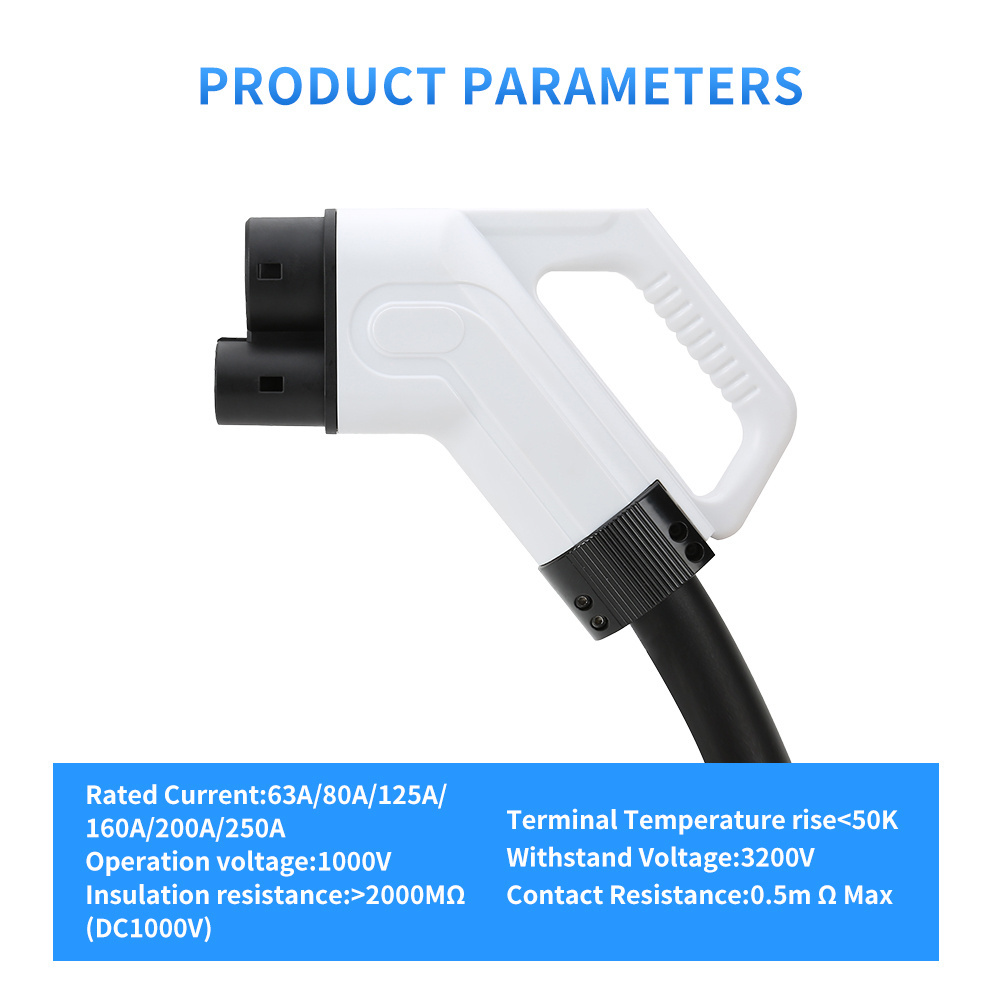 63A/80A/125A/160A/200A/250A DC Type 2 CCS2 Plug Socket EV Car Handle Connectors Adapter