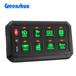 Greenshuo Automotive Marine 12V Rocker Switch 24v RGB Wireless Switch Panel 8Gang