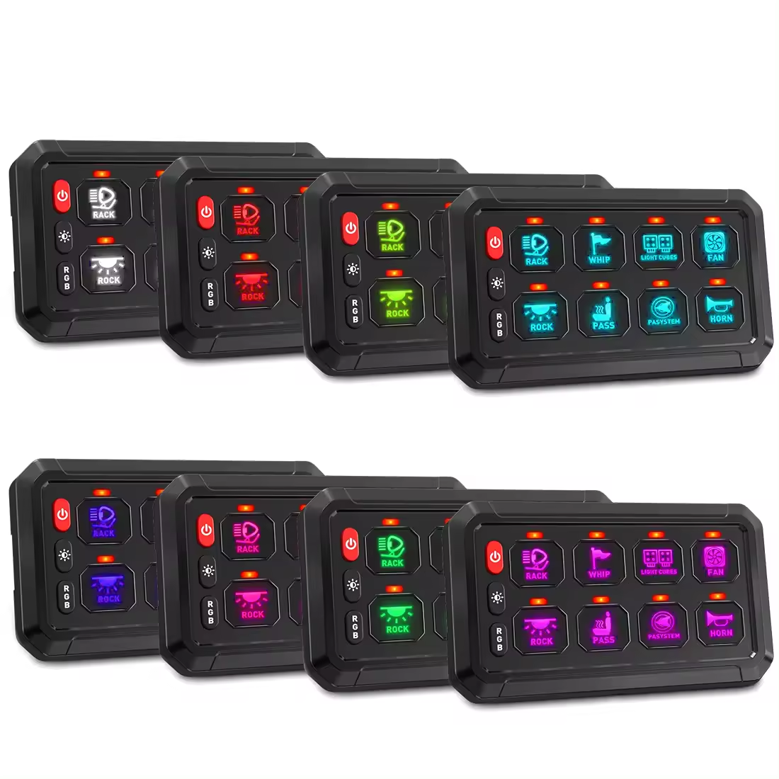 Customizable 12V 24V Car Touch 8 12 Gang Switch Panel with Circuit Control Box for Offroad Light