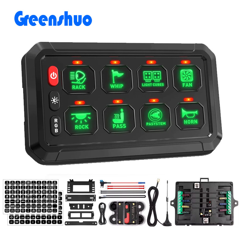 Customizable 12V 24V Car Touch 8 12 Gang Switch Panel with Circuit Control Box for Offroad Light