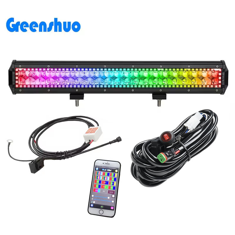 Greenshuo Chasing Halo Multi Color 126w 20 Inch RGB Led Light Bar For Pickup Atv Utv Truck Off-road 4x4