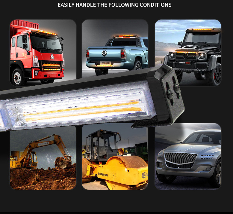 COB Roof Single Sided Yellow vip Light Bar Strobe Warning Light Bar For Truck School Bus Traffic