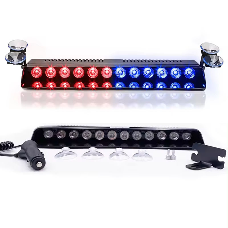 Red Blue LED Car Windshield Strobe Warning Light Flashing Lights Emergency Flasher signal Lamp 12 Leds