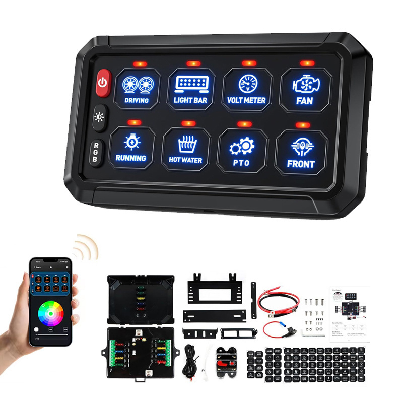 Customizable 12V 24V Car Touch 8 12 Gang Switch Panel with Circuit Control Box for Offroad Light