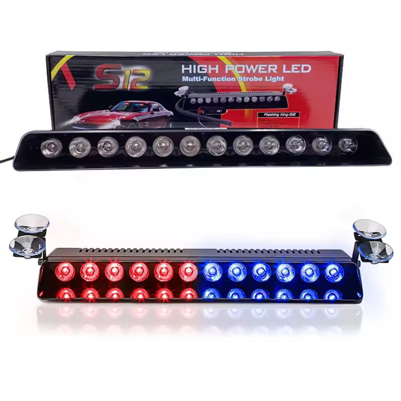 Red Blue LED Car Windshield Strobe Warning Light Flashing Lights Emergency Flasher signal Lamp 12 Leds