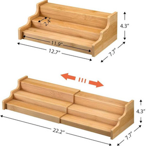 GREENSIDE High Quality Kitchen Cabinet Organizer 3 Tier Bamboo Expandable Display Shelf
