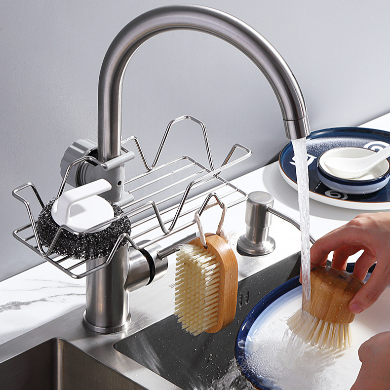 GREENSIDE New Arrival Strong Bearing Rotating Space-saving Sponge Faucet Storage Rack