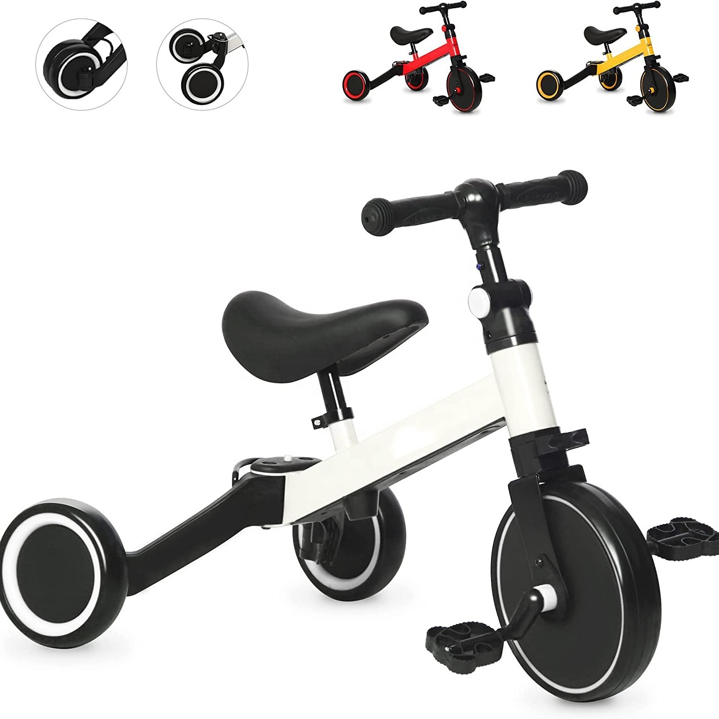 3 in 1 Toddler Bike for 1-4 Years Old Kids, Toddler Tricycle Kids Trikes Tricycle Ideal for Boys Girls, Balance Training bike