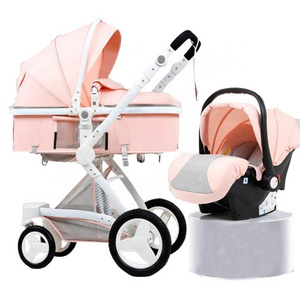 2021 new design Luxury Aluminum High View Compact Lightweight Baby Stroller 3 in 1  high landscape with baby chair