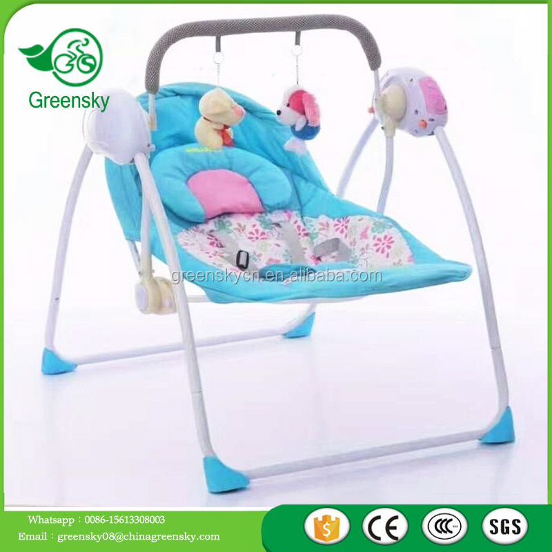 2017 greensky Baby furniture Electric Infant cradle swing crib folding RC baby rocker vibration sleeping bed with Canopy