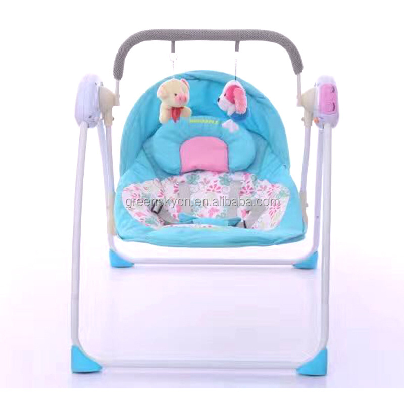 2017 greensky Baby furniture Electric Infant cradle swing crib folding RC baby rocker vibration sleeping bed with Canopy